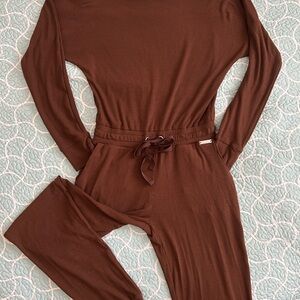 Bombshell Sportswear Chocolate Ribbed Jumpsuit